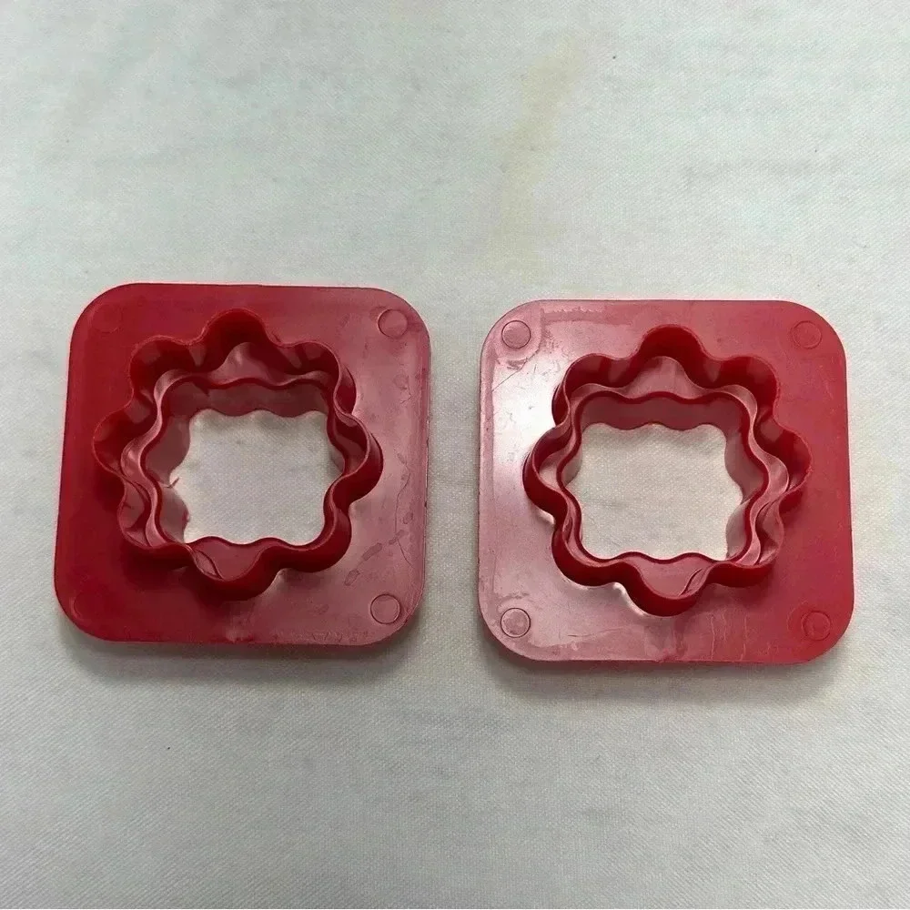 Tupperware Canape Cutter Red Plastic Set of 2 Cookie Garnish Appetizers